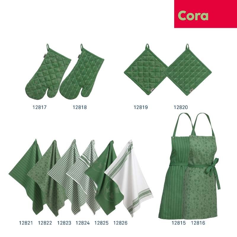 KELA Zástěra Cora 100% bavlna světle zelená/zelený vzor 80,0x67,0cm